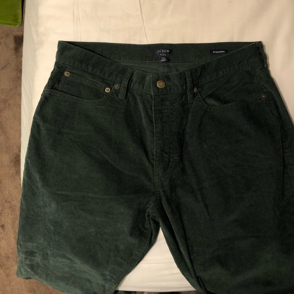 Men’s J. Crew 34x34 emerald straight legged flex mock corduroys